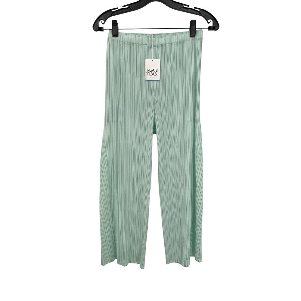 NWT Issey Miyake Pleats Please Pants Mint Green Pleated Size 3 Medium